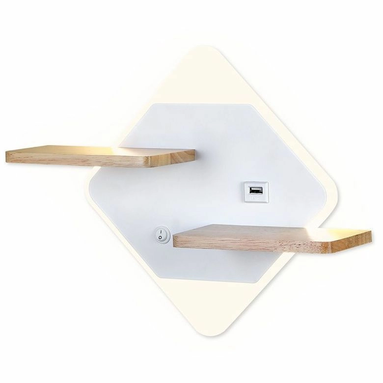 Настенный светодиодный светильник с выключателем, USB портом и полкой Ambrella Wallers Wall, FW100