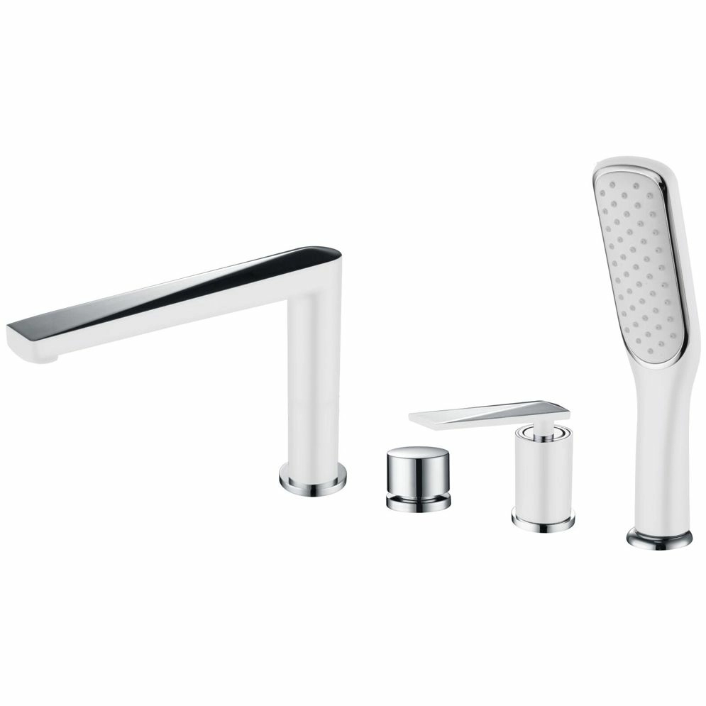 Смеситель врезной на борт ванны Boheme Venturo White/Chrome, 370-W