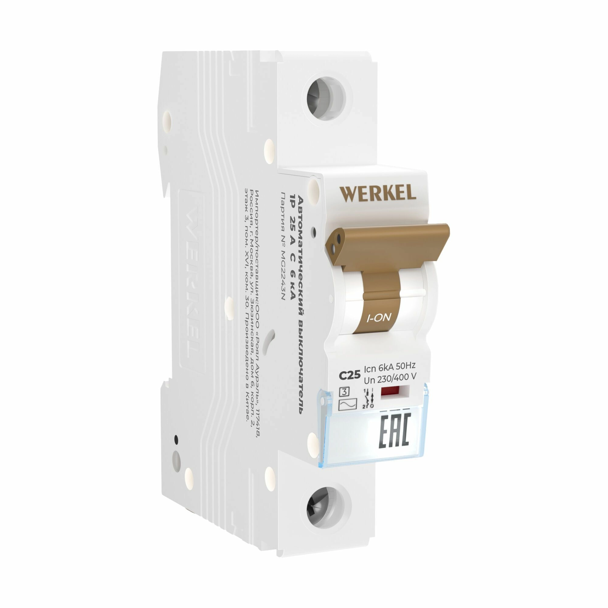 Автоматический выключатель Werkel W901P256 1P 25A C 6kA