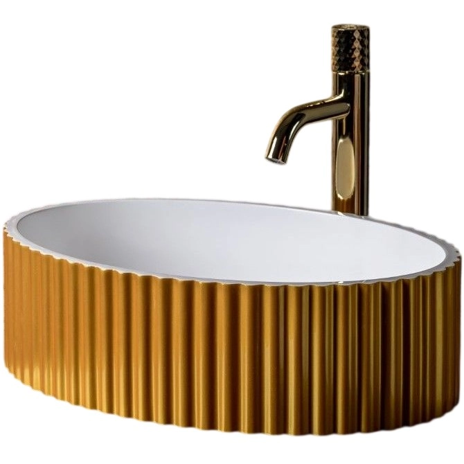 Раковина накладная рифленая Boheme Canale 50x35 Gold, 878-G