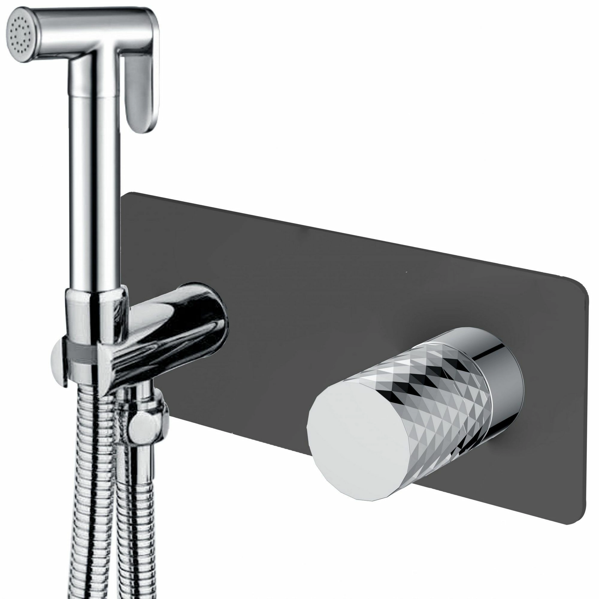 Смеситель гигиенический Boheme Stick Diamond Black/Chrome, 127-BCR