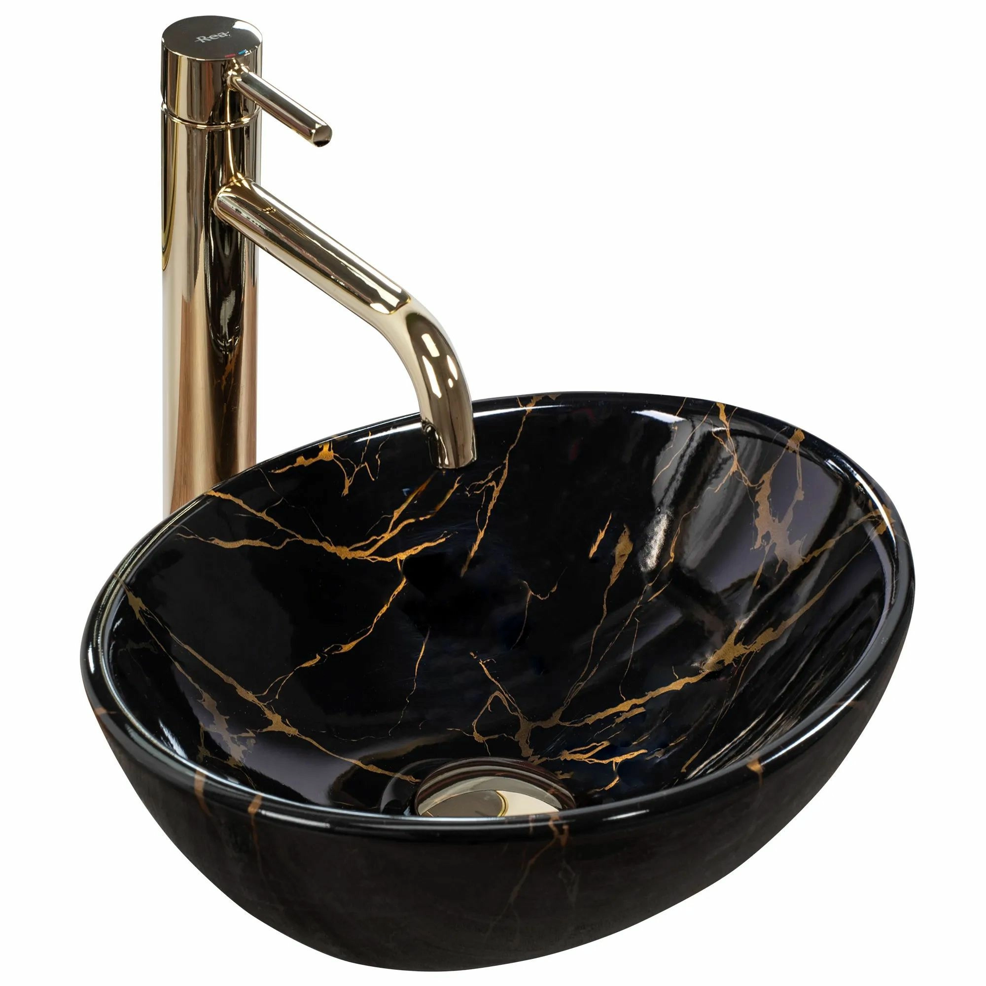 Умывальник Rea Sofia Mini Black Marble Shiny 35x27, REA-U6963