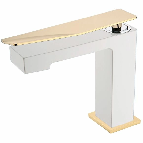 Смеситель для умывальника Boheme Q2 White/Gold, 141-WG.2