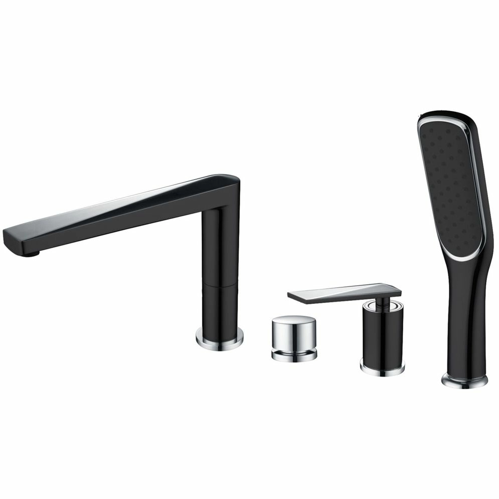 Смеситель врезной на борт ванны Boheme Venturo Black/Chrome, 370-B