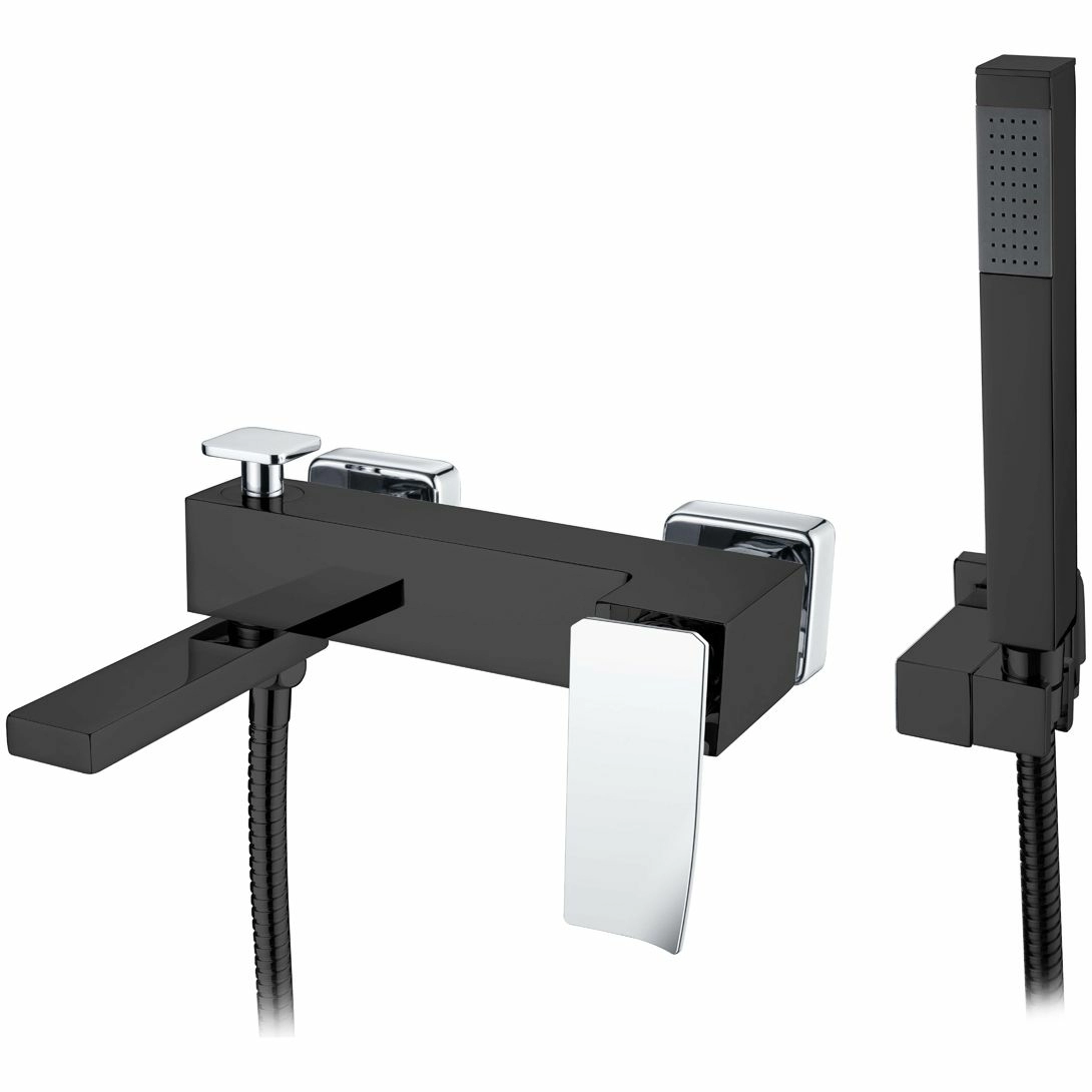 Смеситель для ванны встроенный Boheme Q2 Black/Chrome, 143-BCR.2