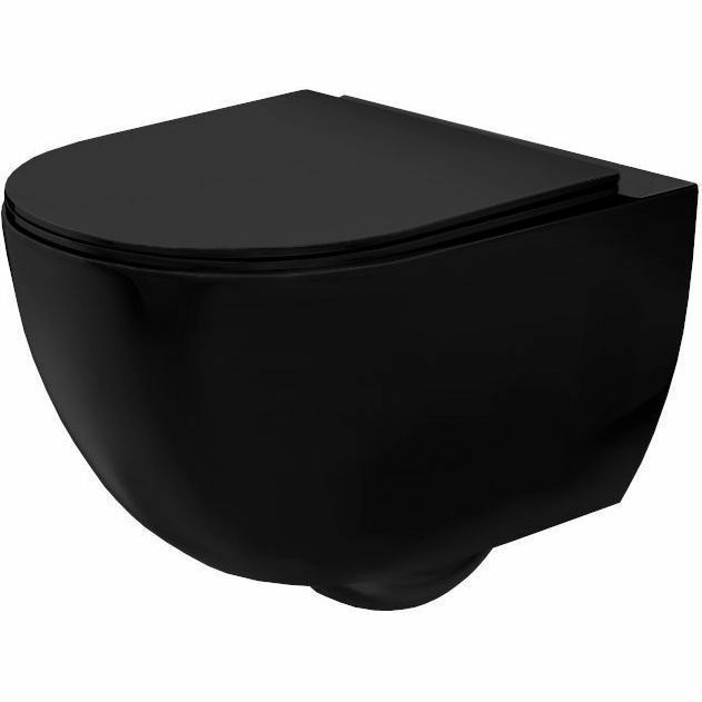 Унитаз подвесной безободковый Rea Carlo Flat Black Matt, REA-C8489