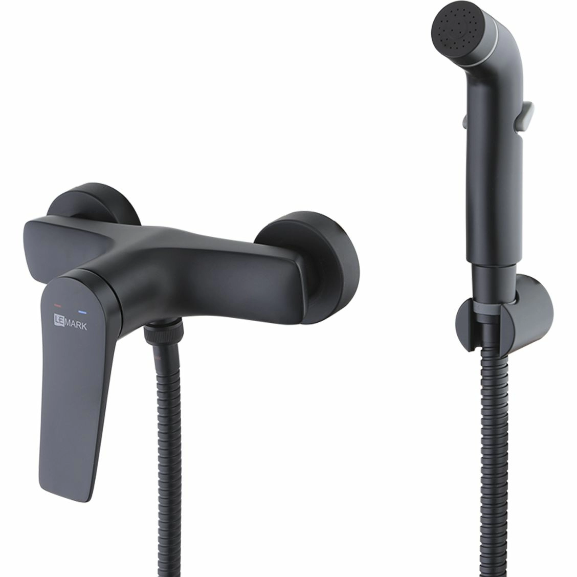 Смеситель настенный с гигиеническим душем Lemark Bronx, LM3718BL