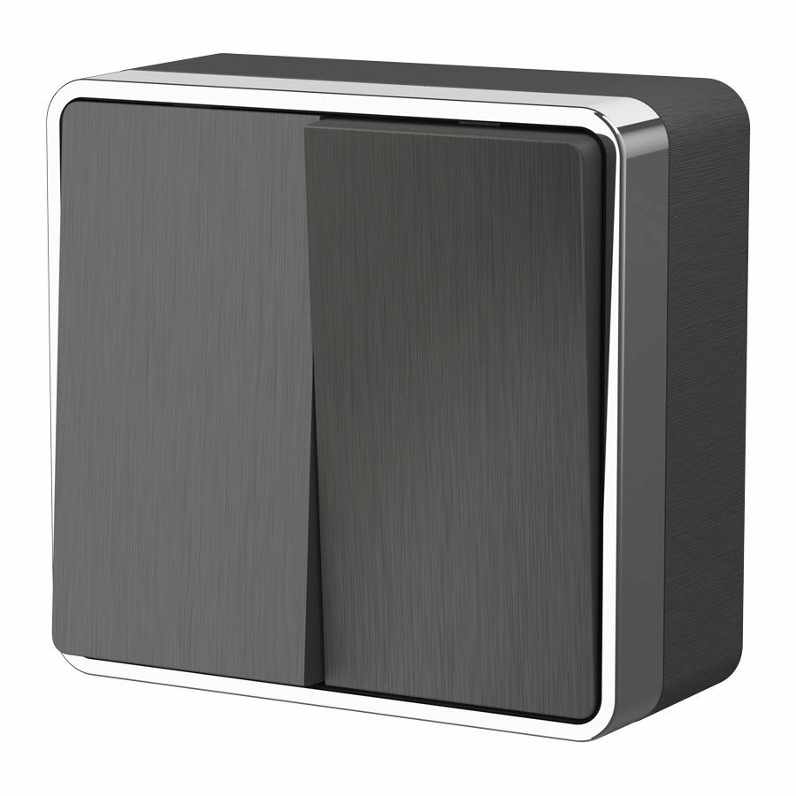 Выключатель двухклавишный Werkel Gallant W5020004 (графит рифленый)