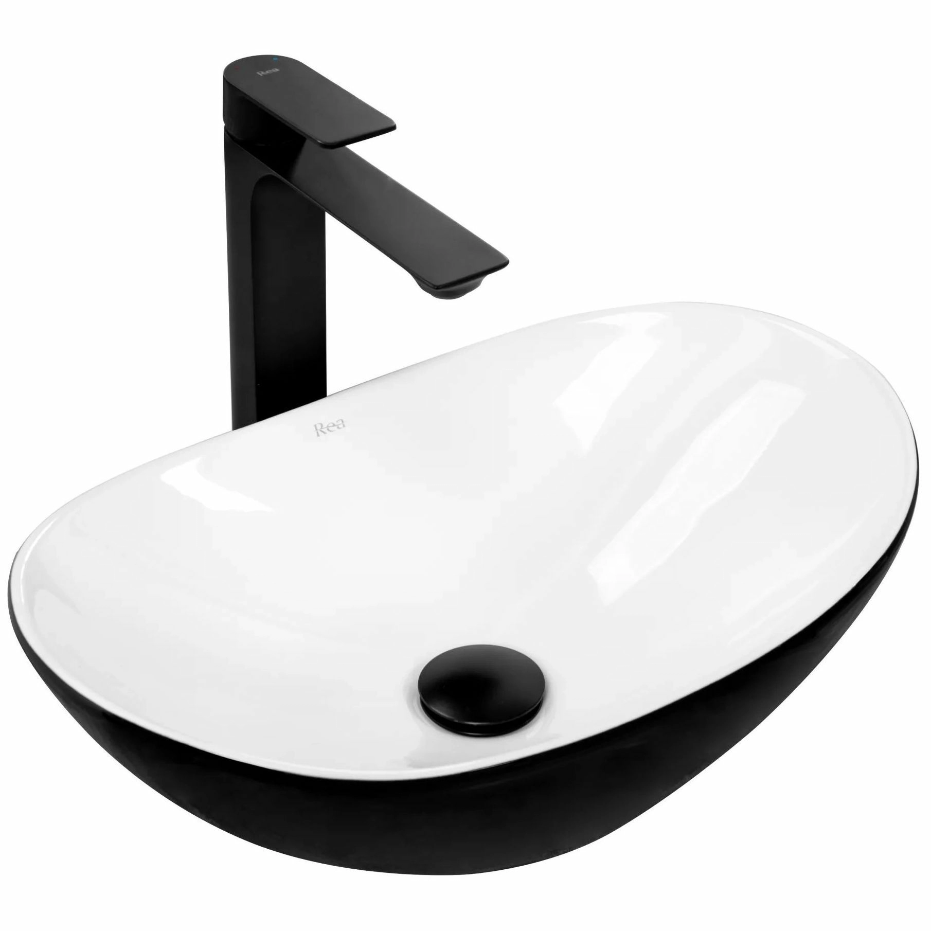 Умывальник Rea Royal Mini Black/White 47x30, REA-U0538