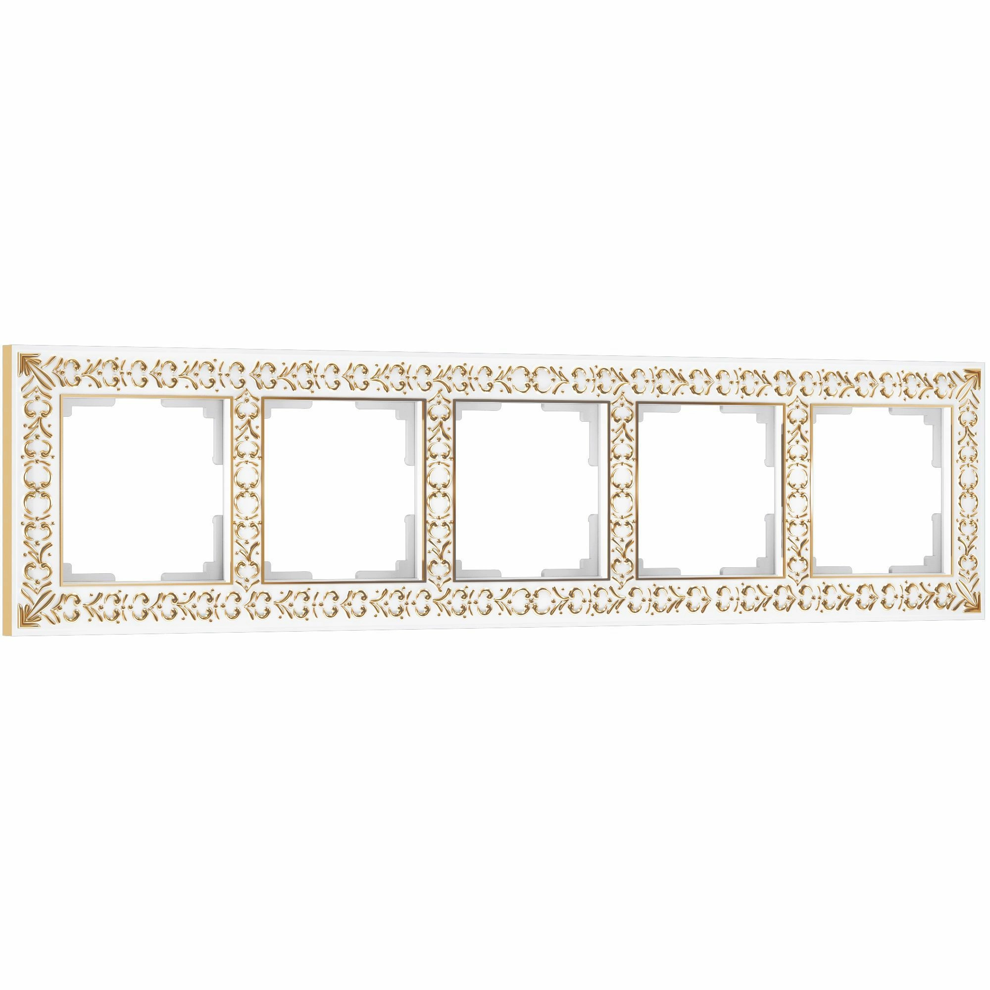 Рамка на 5 постов Werkel Antik W0051523 (белое золото)