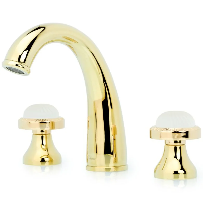 Смеситель для раковины на 3 отверстия Boheme Satine Gold, 297