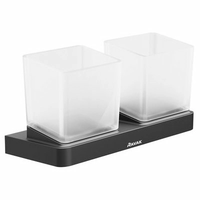 Держатель с двумя стаканами Ravak 10° TD 220.20 черный, X07P558