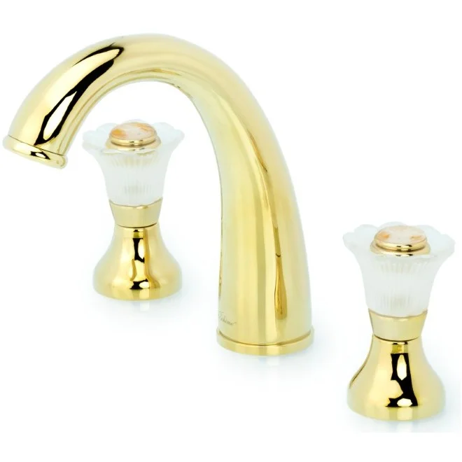 Смеситель для раковины на 3 отверстия Boheme Camelia Gold, 297