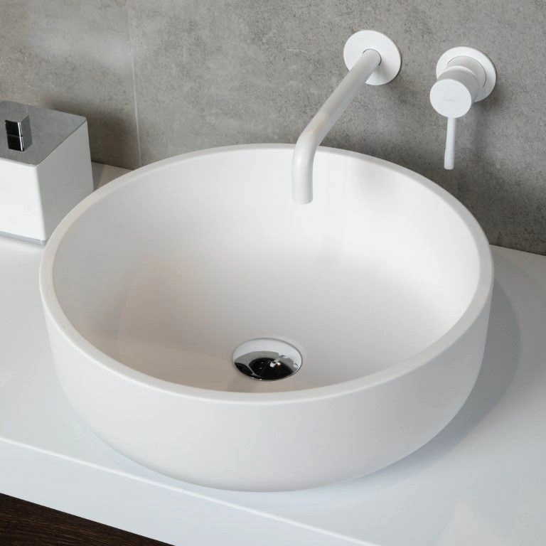 Раковина накладная Boheme Corian 41.5x41.5 Solid White, 819-W