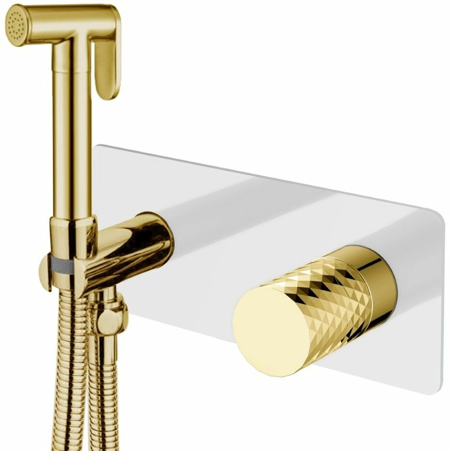 Смеситель гигиенический Boheme Stick Diamond White/Gold, 127-WG
