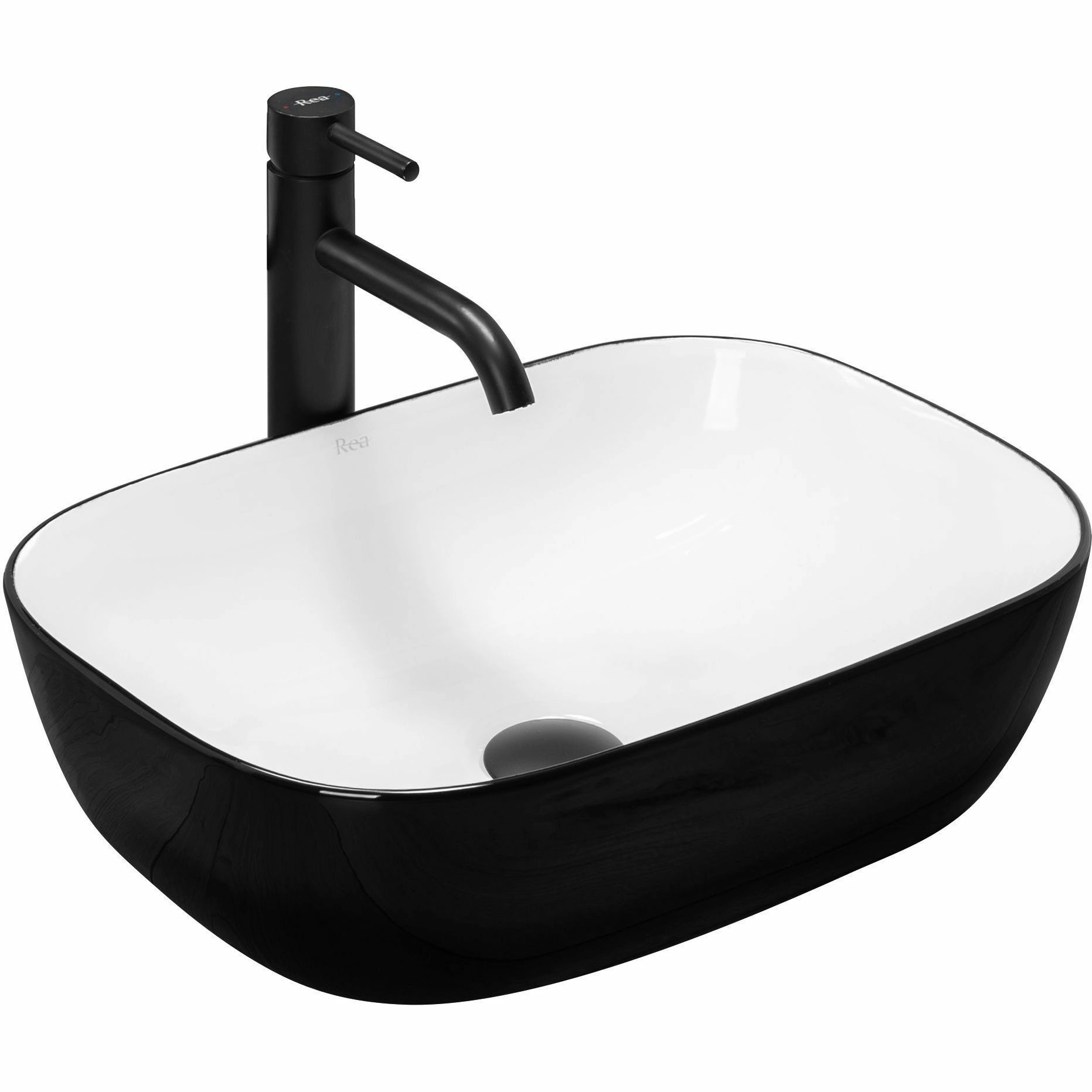 Умывальник Rea Belinda White/Black 46.5x33, REA-U6332