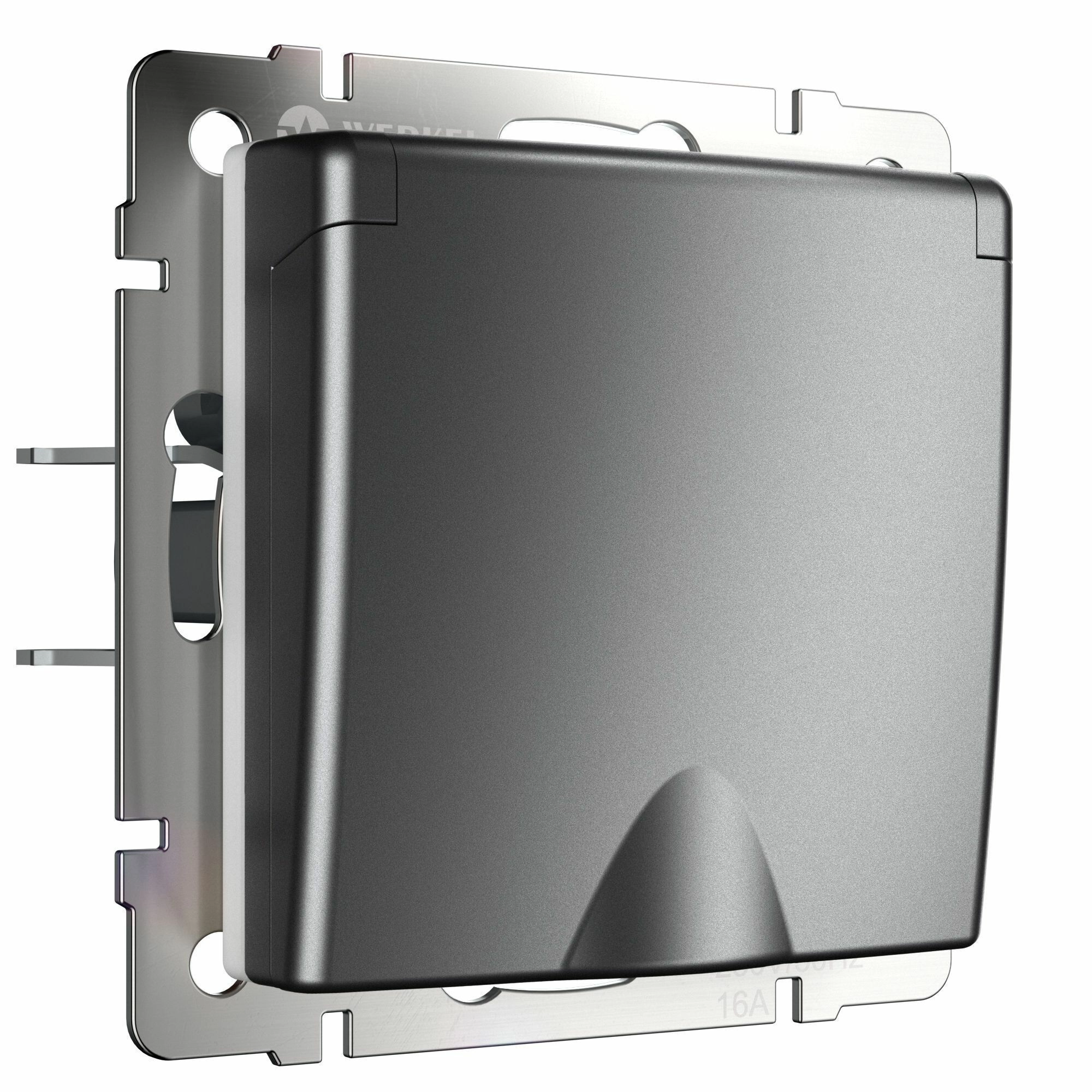 Розетка влагозащищенная с защитной крышкой и шторками Werkel W1171264 (графит матовый)