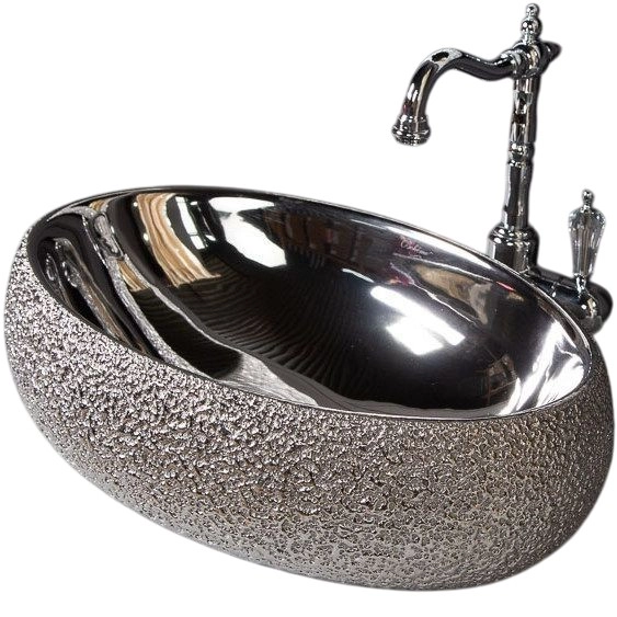 Раковина накладная Boheme Oval 48x34 Silver, 861