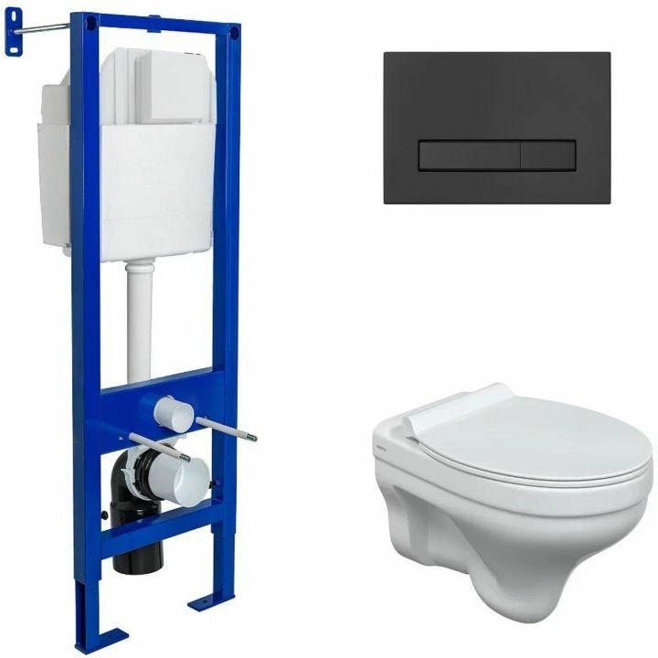 Комплект Berges Atom Line 410, кнопка Soft Touch черный, унитаз Albit S, сиденье Top Slim, 042442