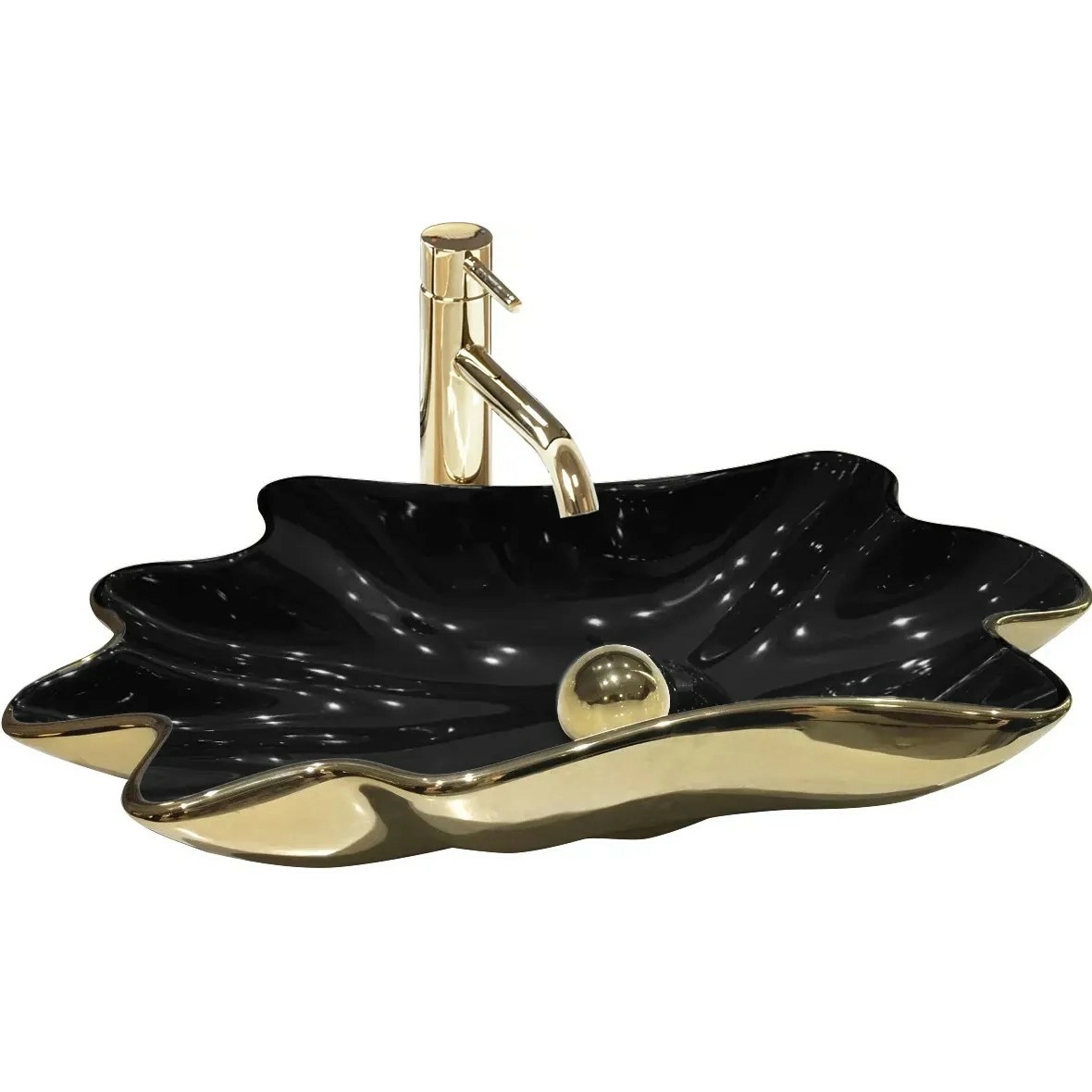 Умывальник Rea Infinity Black/Gold 62x33, REA-U3402