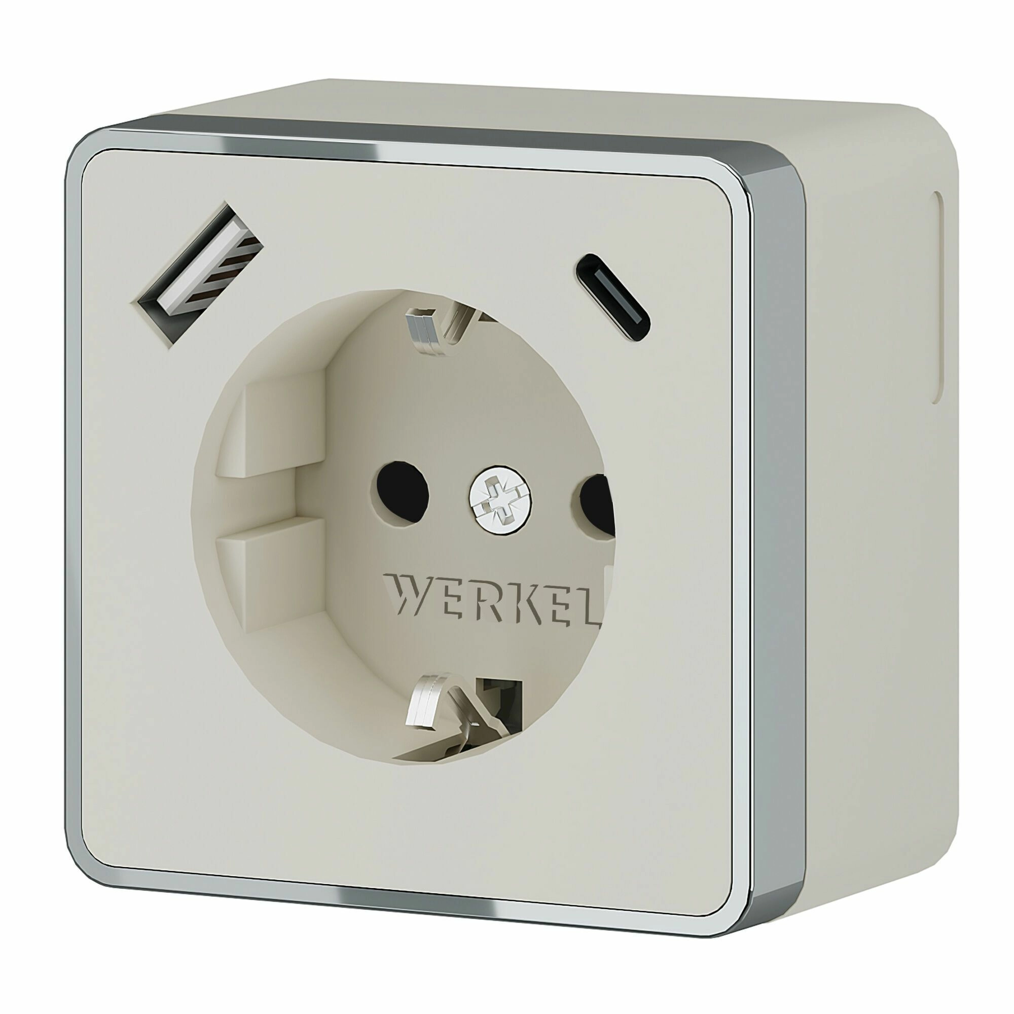 Розетка с заземлением, шторками и USB тип A+C Werkel Gallant W5071703 (слоновая кость)