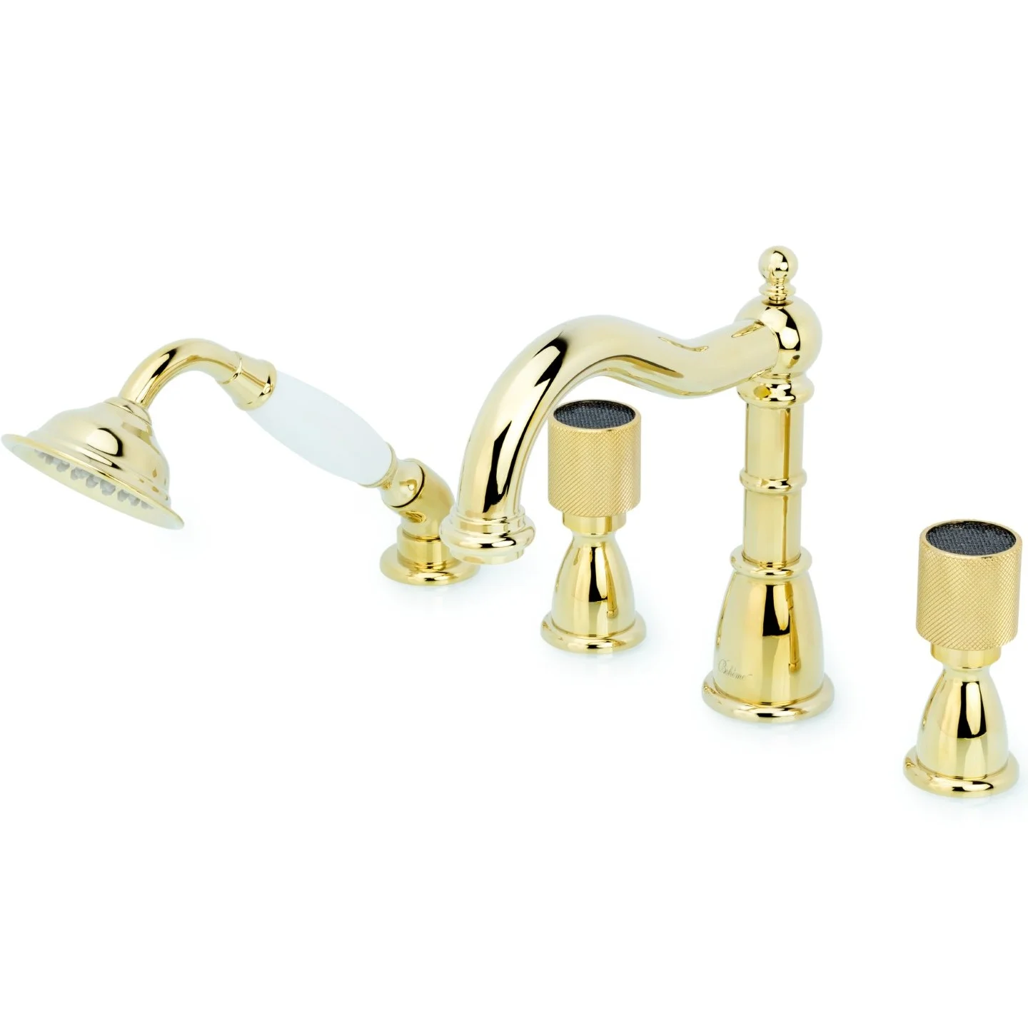Смеситель для ванны с гарнитуром Boheme Royal Crystal Black Gold, 395