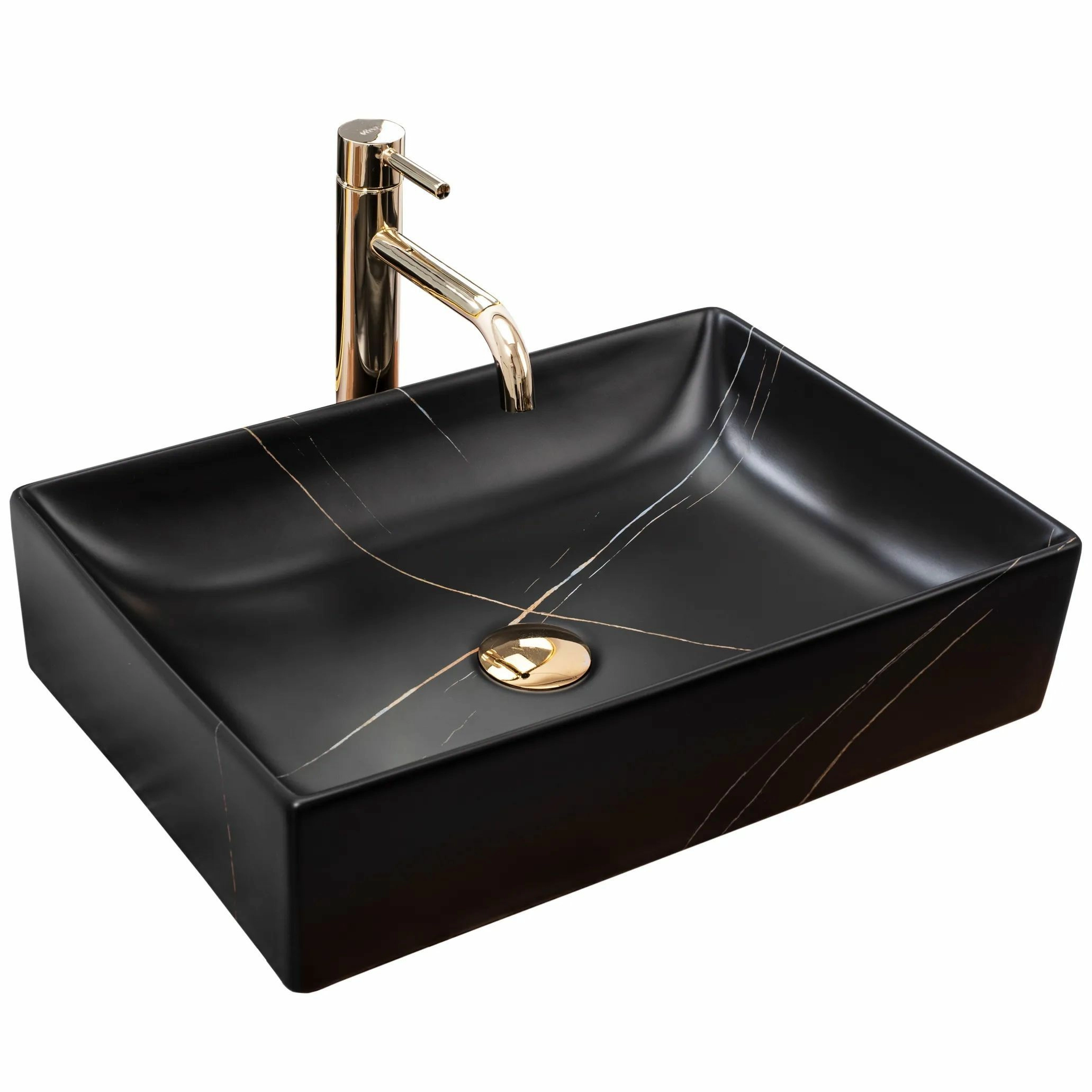 Умывальник Rea Inga Black Marble Matt 51x34.5, REA-U8006