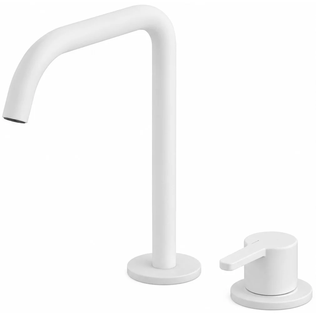 Смеситель для раковины на 2 отверстия настольный Bruma Leaf 167 002 4PW Pure White, 1670024PW