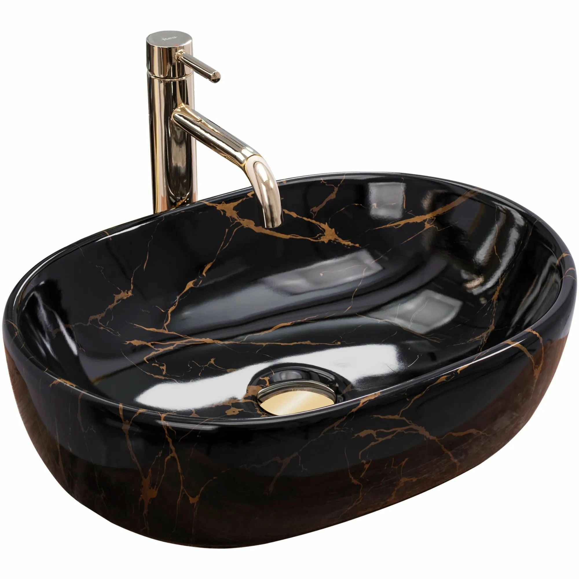 Умывальник Rea Black Marble Shiny 48x34.5, REA-U8000