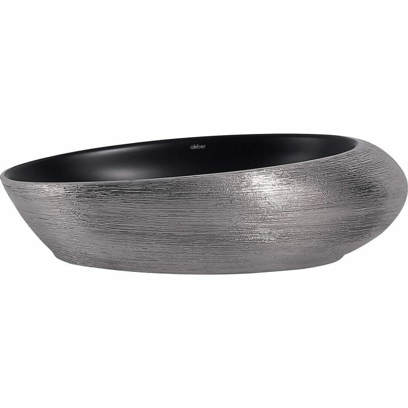 Раковина накладная Abber Bequem 49x31 AC2107BS черная матовая с серебром