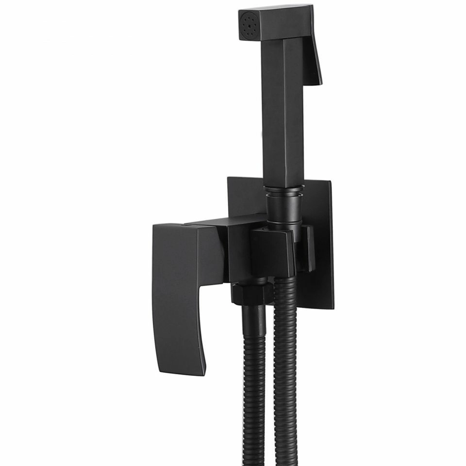 Смеситель с гигиеническим душем Abber Wasserfall черный матовый, AF8625B