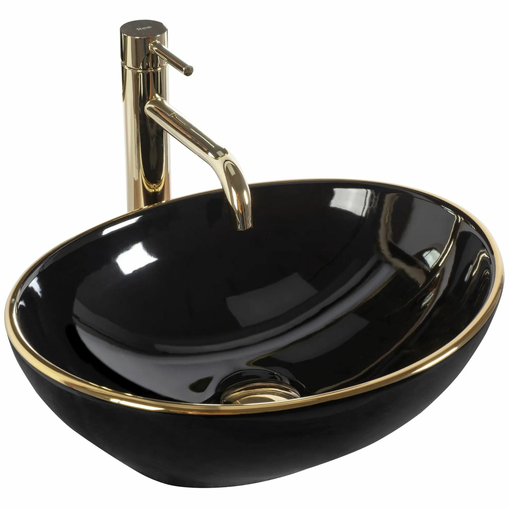 Умывальник Rea Sofia Black Gold Edge 41x34.5, REA-U3695