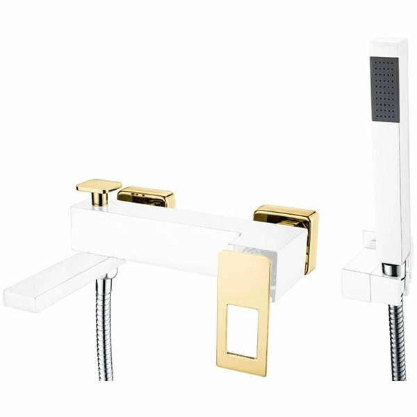 Смеситель для ванны с гарнитуром Boheme Q White/Gold, 143-WG