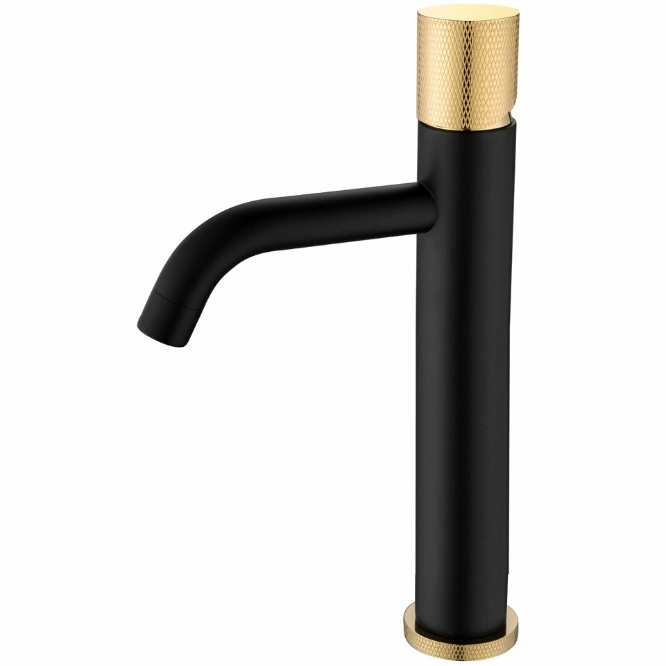 Высокий смеситель для умывальника Boheme Stick Touch Black/Gold, 122-BG.2