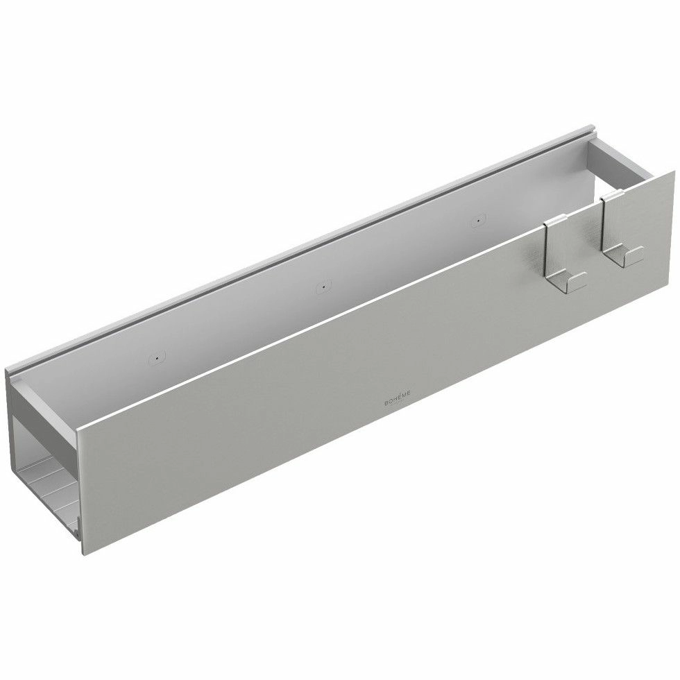 Полка настенная откидная 60 см с 2 крючками Boheme Uno Nikel Brush, 10966-NB