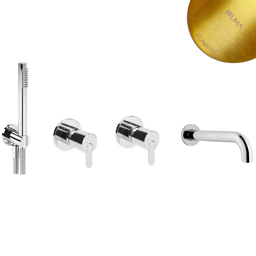 Смеситель скрытого монтажа для ванны Bruma Leaf, 1456403SR+1456403SR+1671201SR+1671201SR