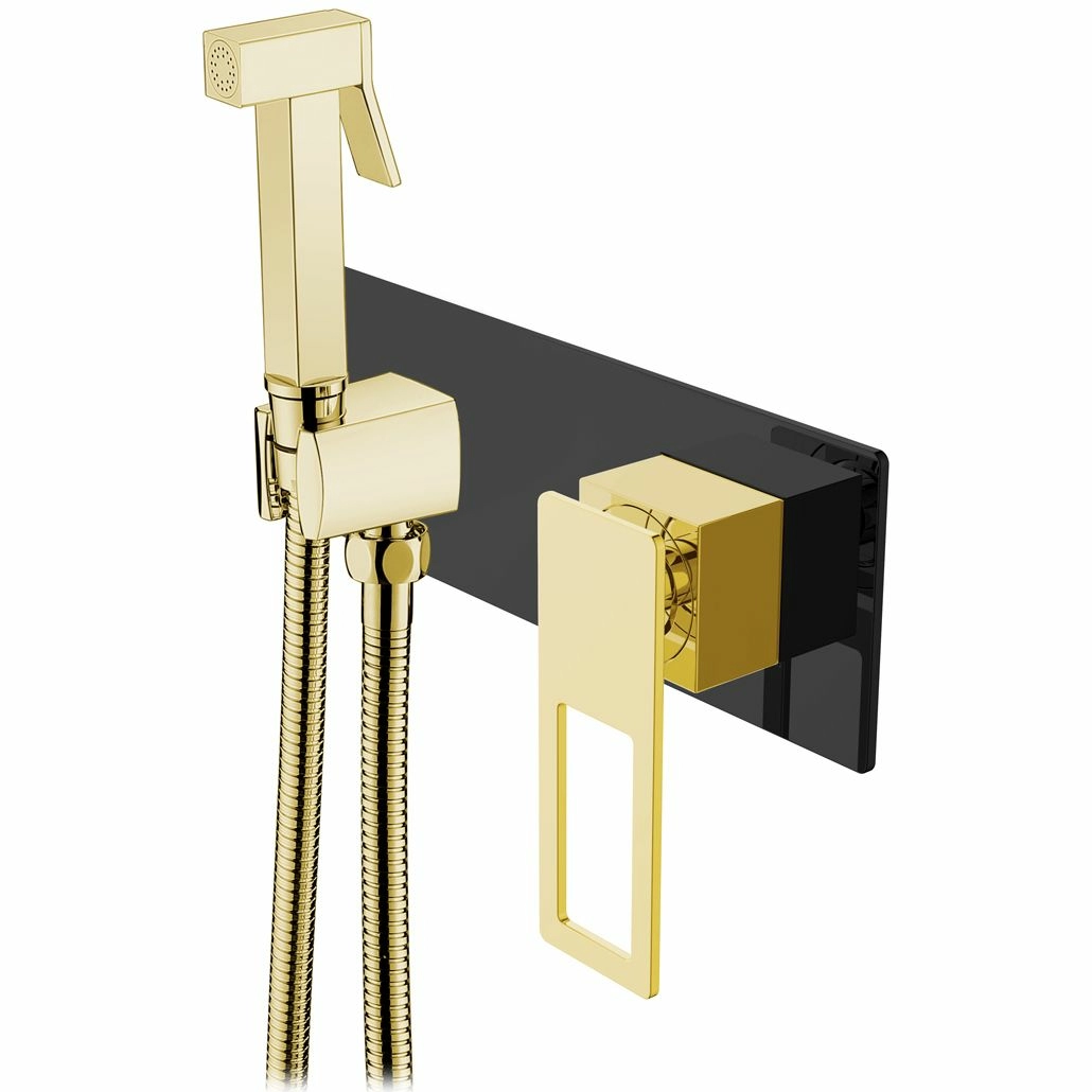 Смеситель гигиенический Boheme Q Black/Gold, 147-BG