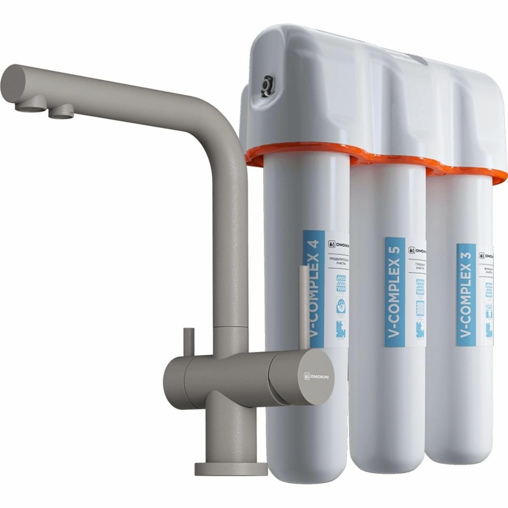 Кухонный смеситель Omoikiri Nagano-GR-P + Pure drop Lite, 4219.8028P