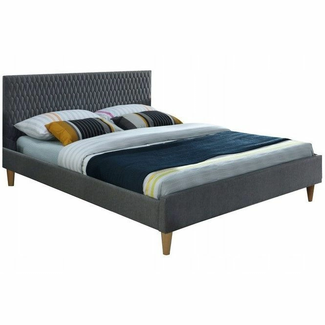 Кровать Signal Azurro Velvet Bluvel 14 серый/дуб 140/200, AZURROV140SZD