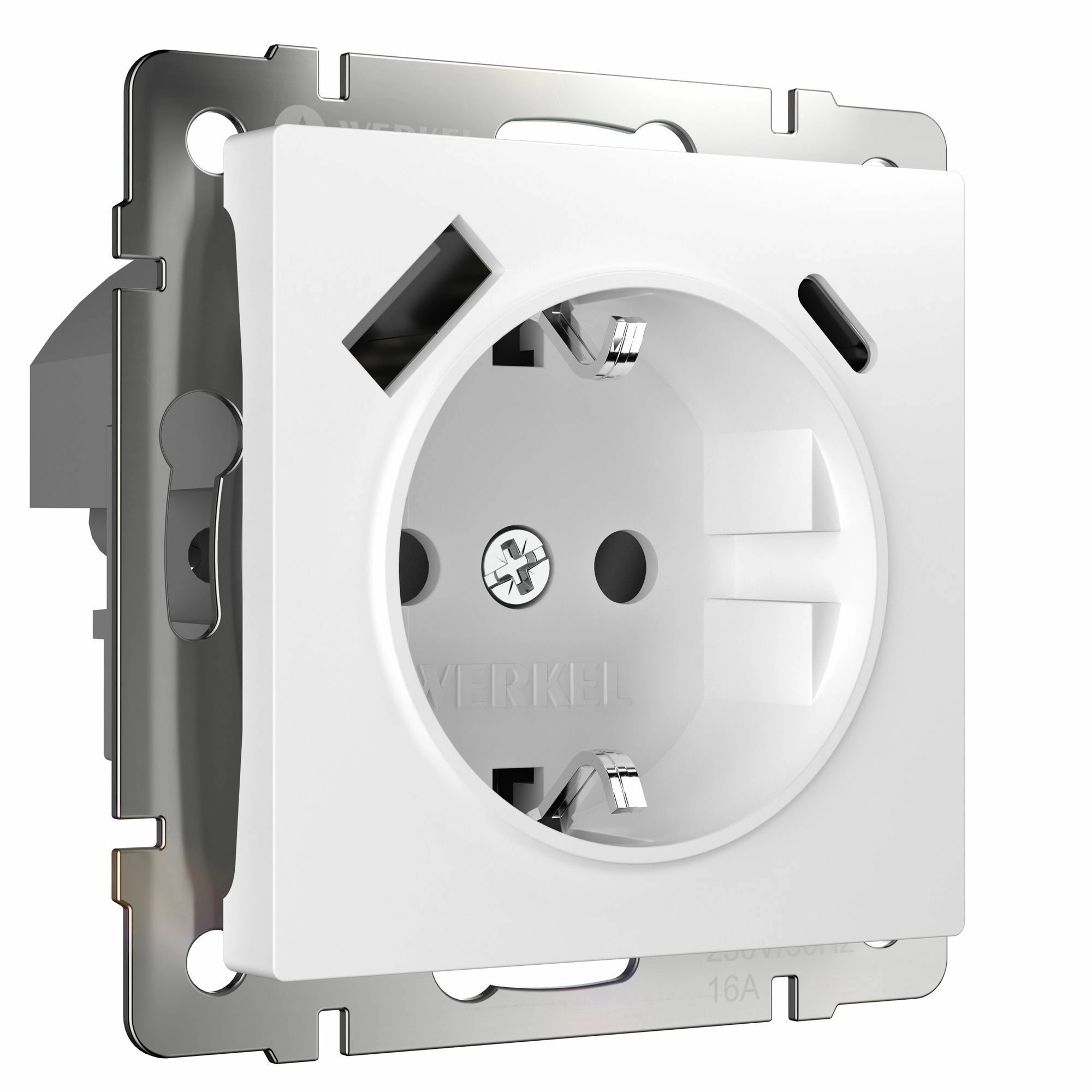 Розетка с заземлением, шторками и USB тип A+C Werkel W1171701 (белый)