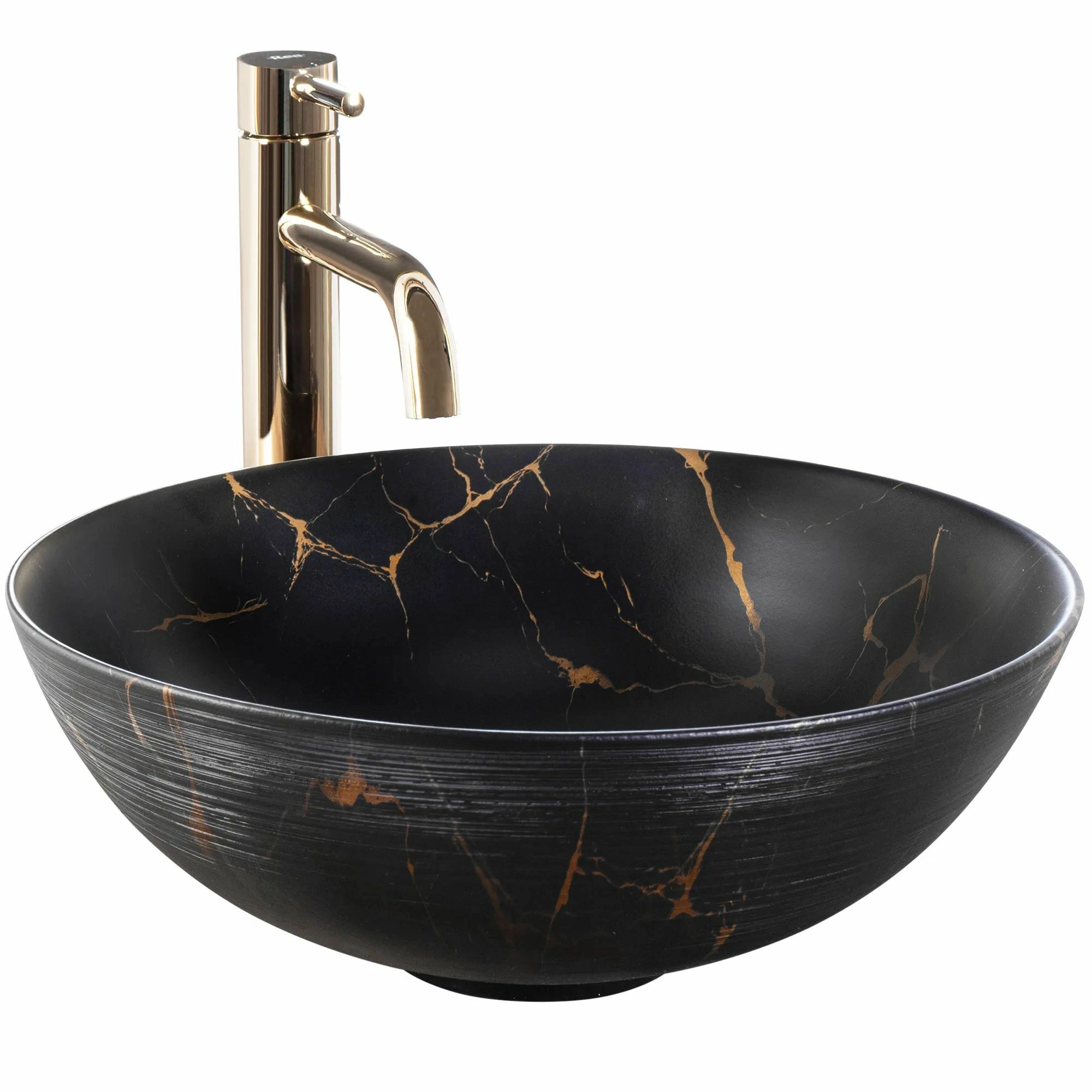 Умывальник Rea Stella Black Marble Brush 35.5x35.5, REA-U9086