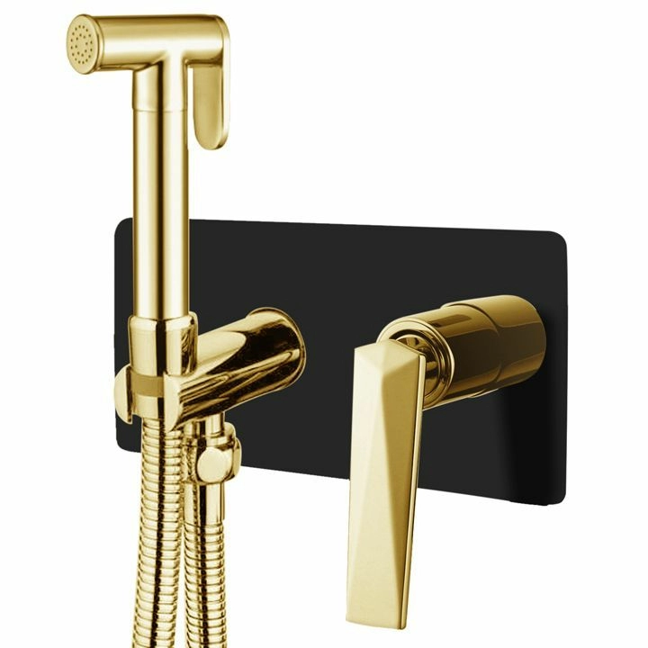 Смеситель гигиенический Boheme Venturo Black/Gold, 387-B