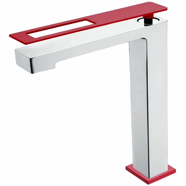 Высокий смеситель для умывальника Boheme Q Chrome/Red, 142-CRR