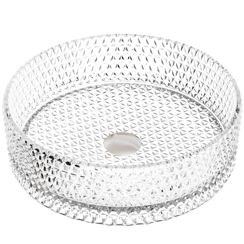 Умывальник чаша накладная круглая CeramicaNova Cristal 36x36, CN6062