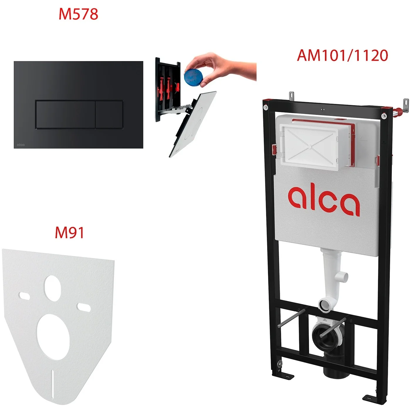 Инсталляция для унитаза Alcaplast AM101/1120 и клавиша смыва M578, AM101/1120-4:1M578-VE-01
