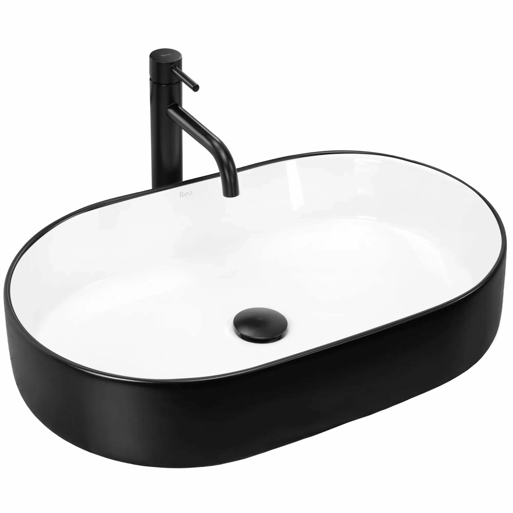 Умывальник Rea Nadia Black Matt/White 61x38.5, REA-U8781
