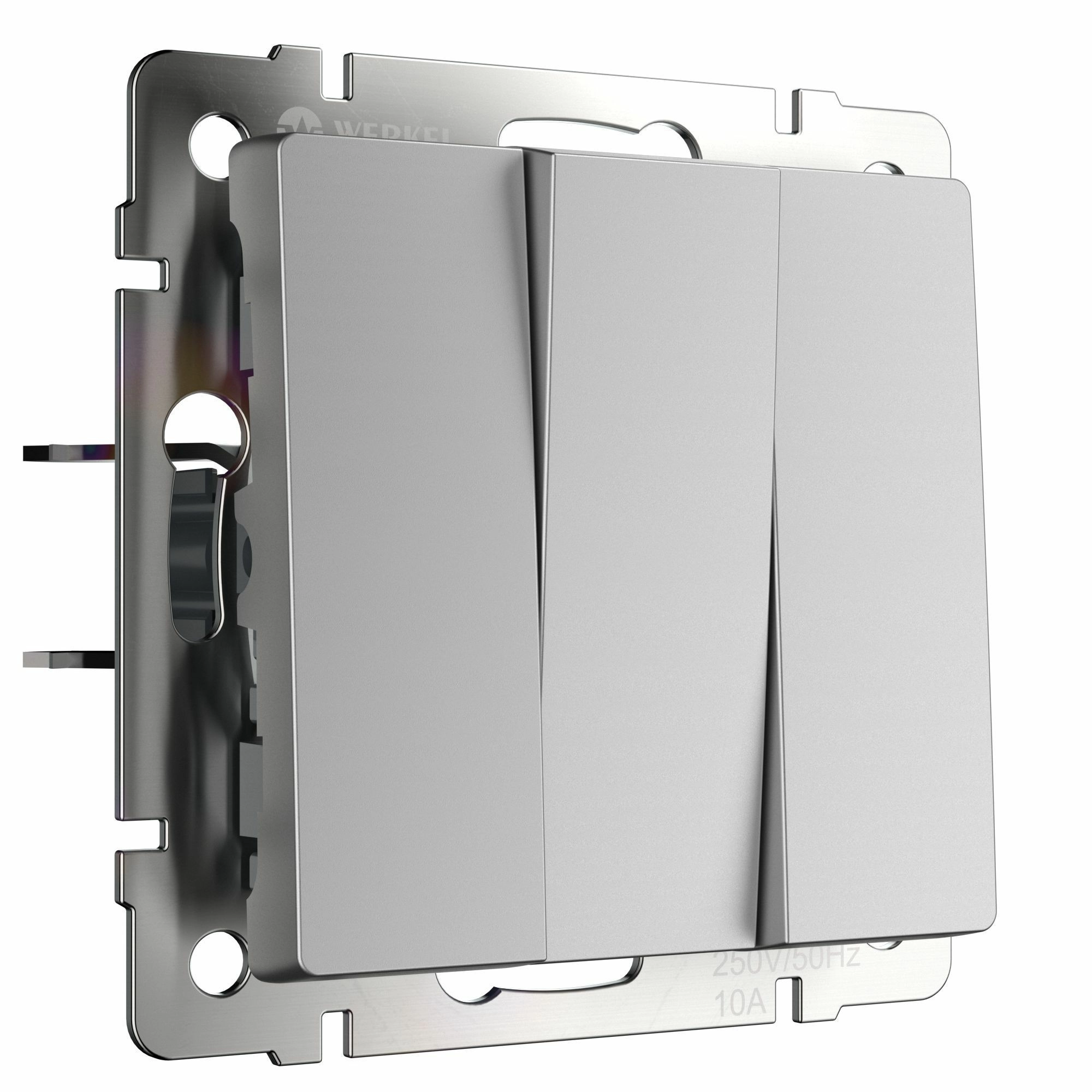 Выключатель трехклавишный Werkel W1130006 (серебряный)