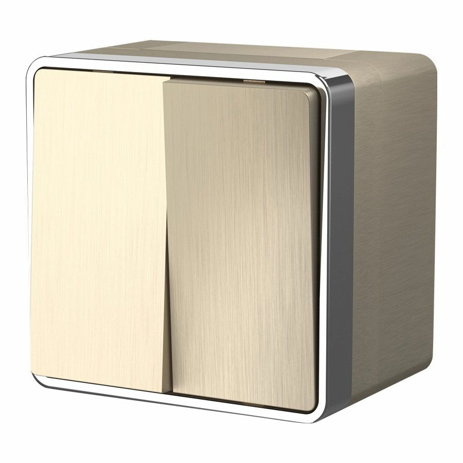 Выключатель двухклавишный влагозащищенный Werkel Gallant W5020210 (шампань рифленый)