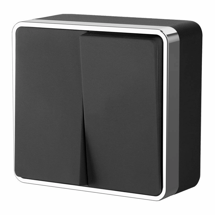 Выключатель двухклавишный Werkel Gallant W5020035 (черный/хром)