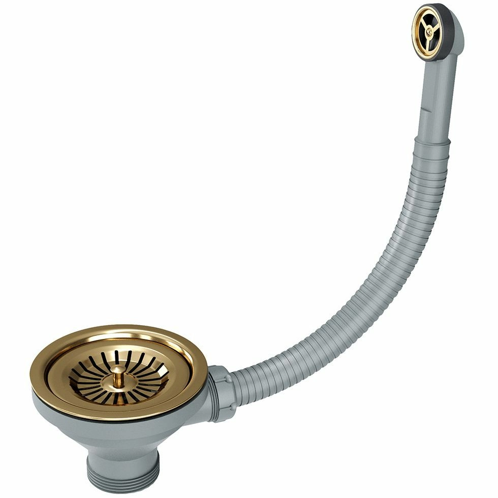 Слив с круглым переливом Paulmark брашированное золото, PM6022-BG